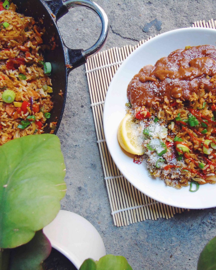 Vegetable Fried Rice and Satay Sauce the indigo kitchen