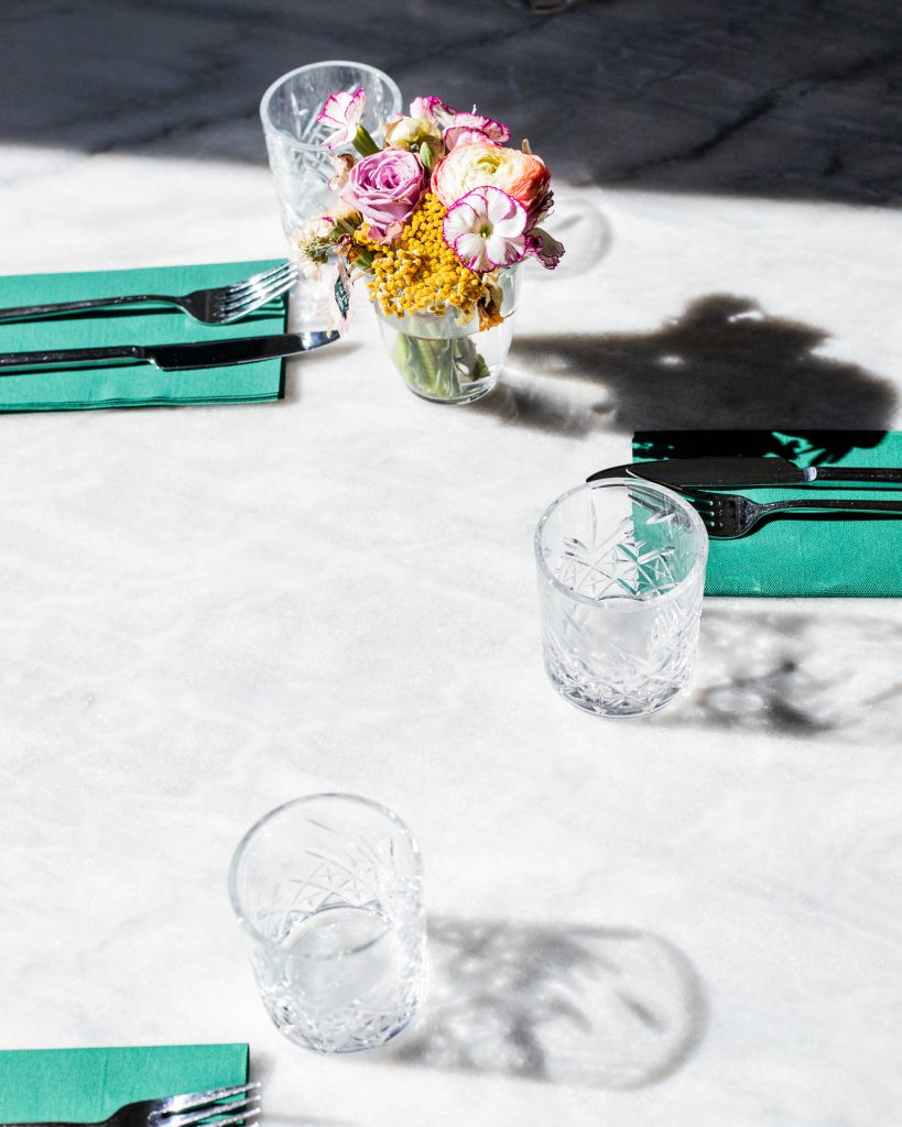 Table setting with afternoon shadows 