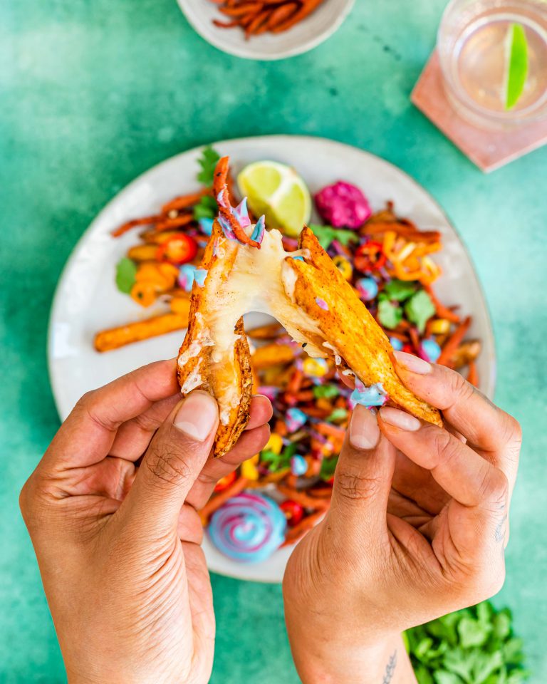 Cheesy Air Fryer Fries Loaded Cheese Fries the indigo kitchen